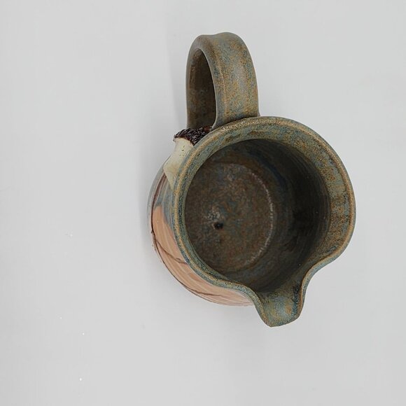 Studio Art Pottery Stoneware Creamer Speckled Acorn Leaf 3.75" Tall 1970s VTG - Picture 5 of 7